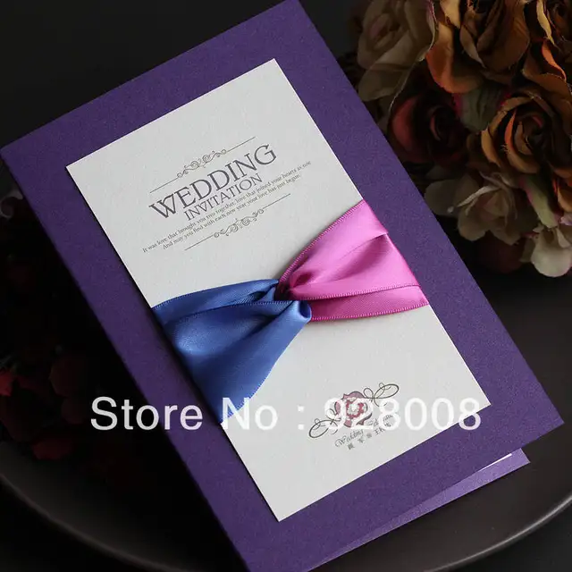 30 Pcs Lot Vintage Purple Ribbon Bow Cutout Wedding Invitation 30 Pcs Lot Vintage Purple Ribbon Bow Cutout Wedding Invitation Colourful Printable And Customizable Free