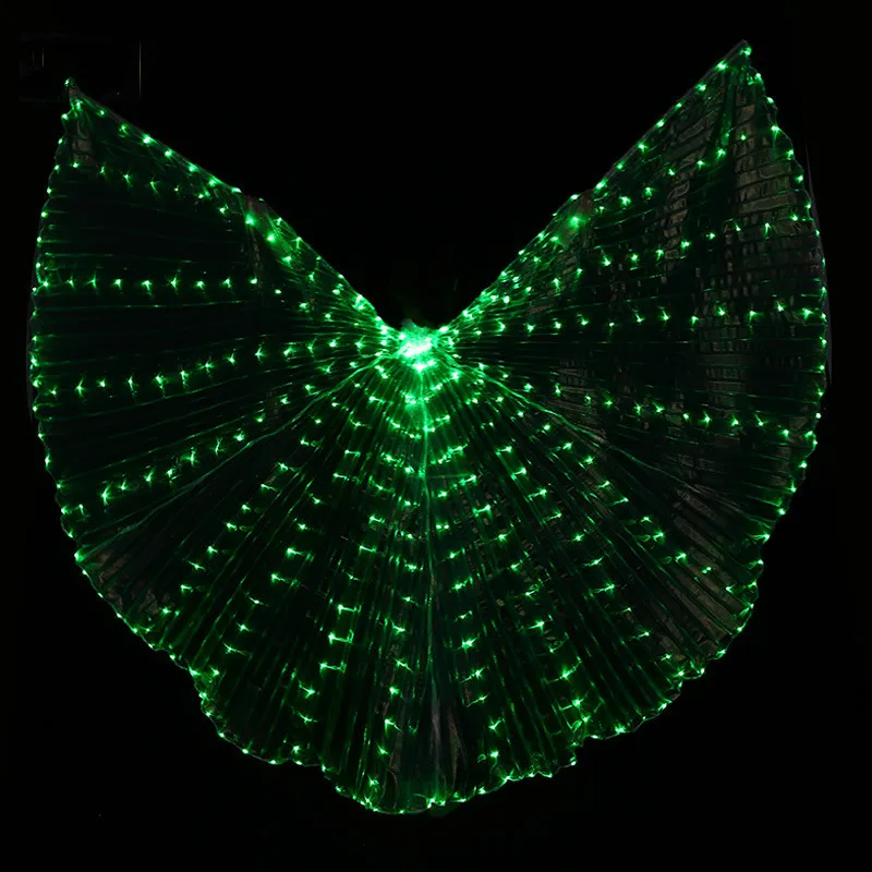Ruoru Led Isis крылья с держателями, аксессуары для танца живота, реквизит для сцены, блестящие Светодиодные Крылья, открытые, 360 градусов, Клубные - Цвет: green