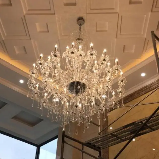 Svitz 45 Pcs Led Clear Crystal Light Hanging Chandelier Re For Svitz 45 Pcs Led Clear Crystal Light Hanging Chandelier Re For Church Hall Hotel Large Modern