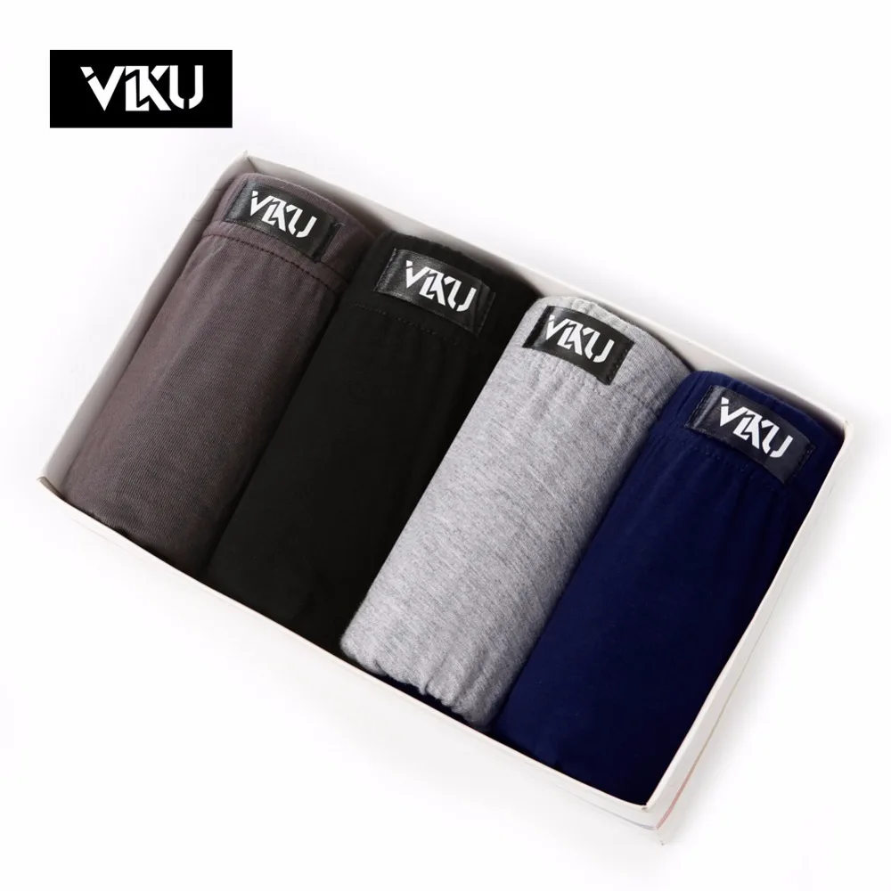 

VIKU 4pcs Solid Boxer Shorts Soft Modal Plus Large Size Men's boxers European Size Mens Underwear Brand Boxer for Men XL-5XL