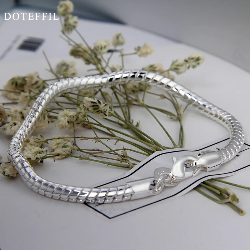 Браслет цепочка DOTEFFIL из серебра 925 пробы с застежкой лобстером 4 мм 20 см|bracelets