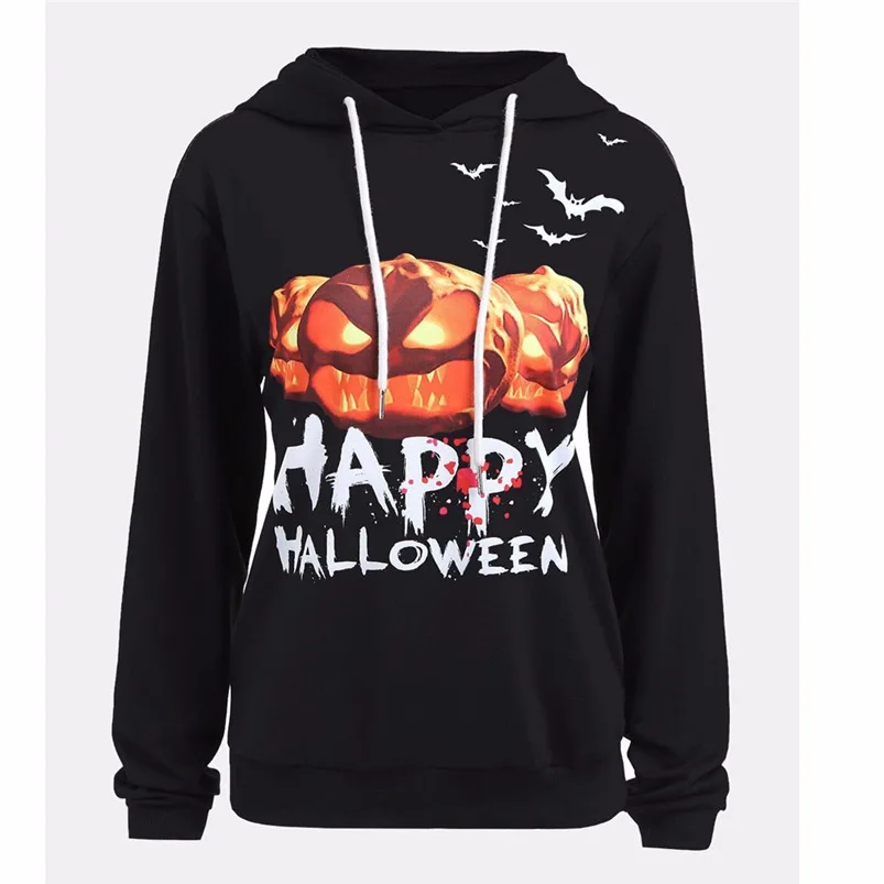 Sweatshirt Women Halloween Pumpkin Print Loose Pullover Women Hoodies