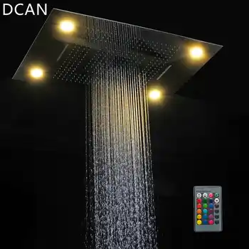 DCAN Multi Function Rainfall Shower Heads Led Light Remote Control Shower Head 600*800mm Ceiling Rain Shower Waterfall Massage