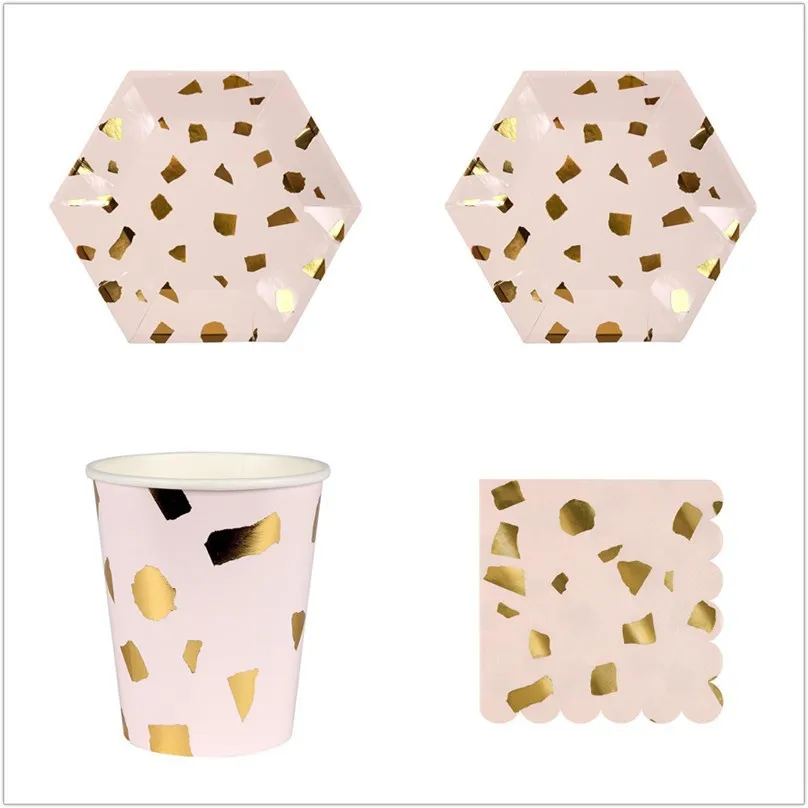 

2018 New Pink Series Disposable Tableware Sets Party Cup Plate Party Tableware for Wedding Decor Birthday Party Supplies