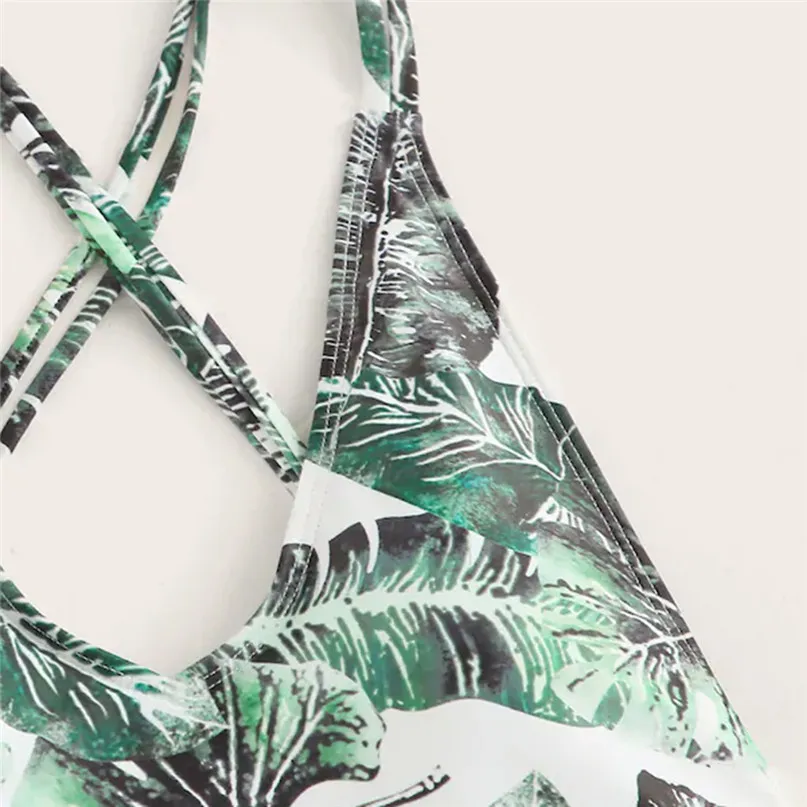 One Piece Swimsuit Women Printing Bandage Deep V Sexy Bikini Set Brazilian Swimwear Beachwear #2m13 (16)