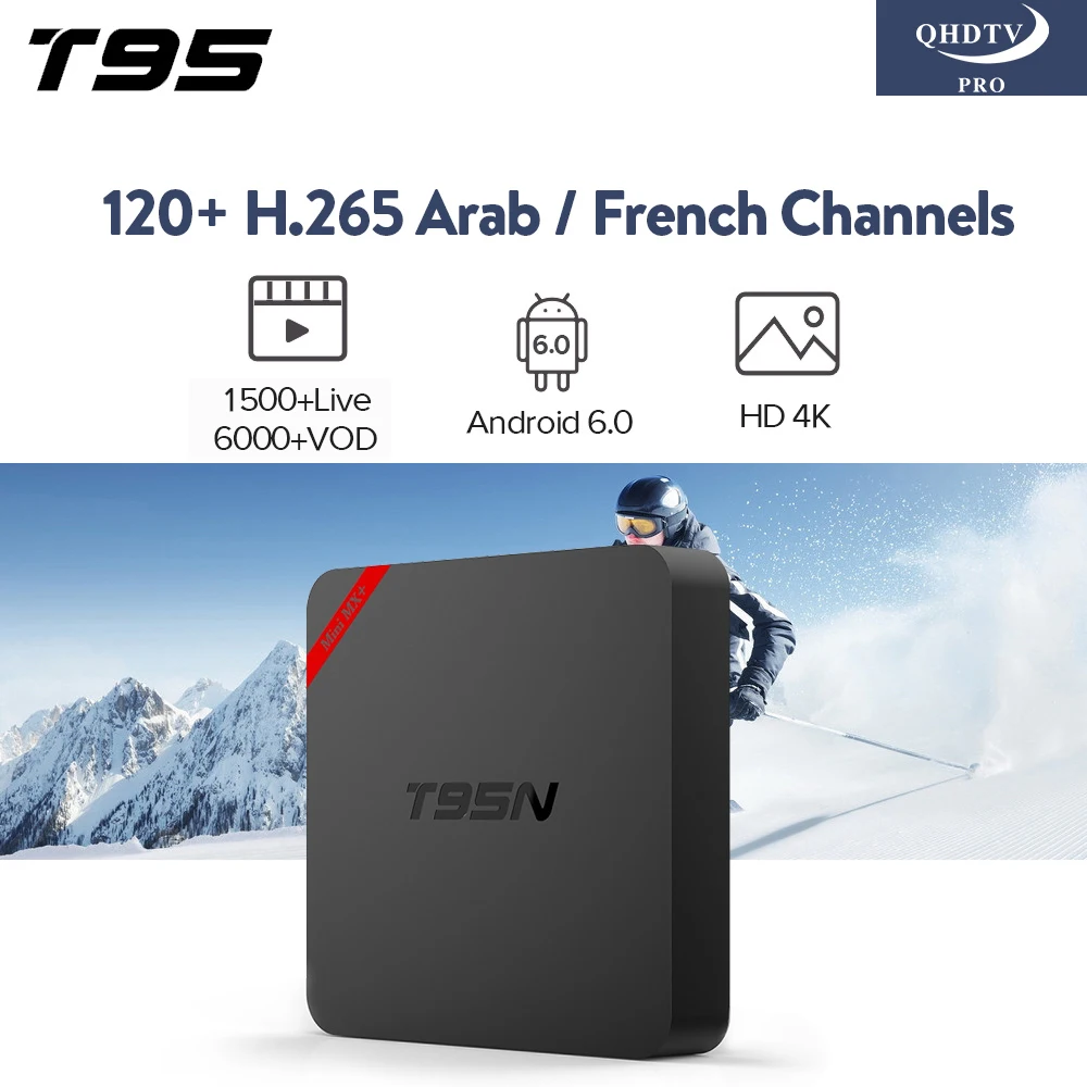 

IPTV Arabic French QHDTV PRO Subscription 1 Year T95N Android 6.0 TV Box 4K 8GB Europe Belgium Dutch IPTV Smart Media Player