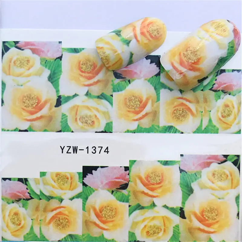 WUF 1 лист сердце/перо/цветок/животное вода наклейка для ногтей переводная наклейка для DIY маникюрные украшения - Цвет: YZW-1374