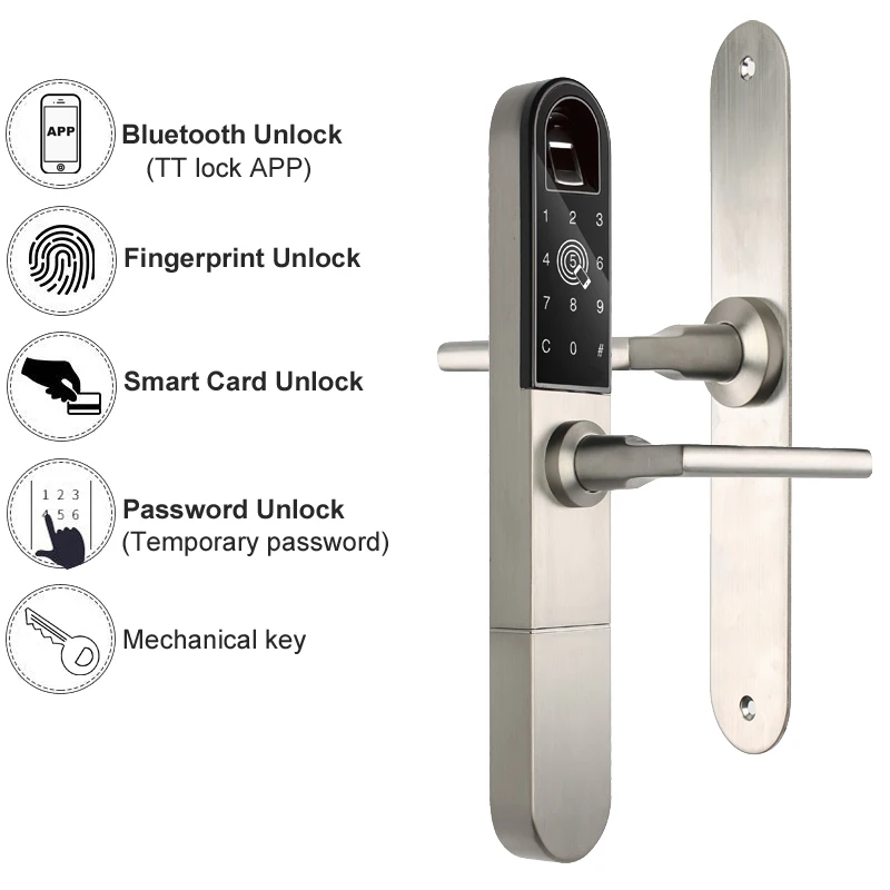 RAYKUBE электронный дверной замок с отпечатком пальца/смарт-картой/Bluetooth разблокировка Wifi TT замок телефон приложение без ключа врезной замок R-F918