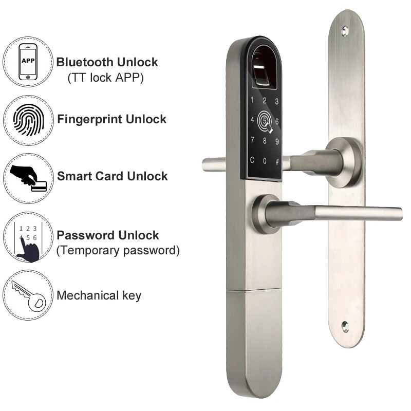 US $116.52 RAYKUBE Electronic Door Lock With Fingerprint Smart Card Bluetooth Unlock Wifi TT Lock Phone APP Keyless Mortise Lock RF918