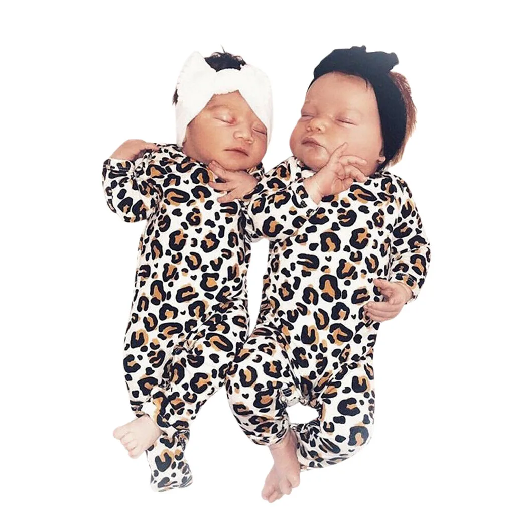 SAGACE/комбинезон с леопардовым принтом для новорожденных девочек и мальчиков; одежда с длинными рукавами; комбинезон с открытой спиной для новорожденных девочек; комплект одежды