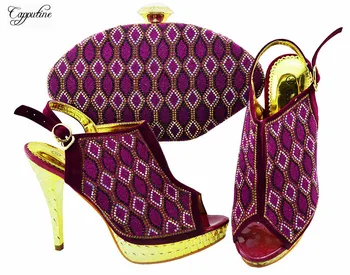 

Gracefu purple wedding thin high heel shoes and purse bag set nice matching for dress JZC003 ,heel height 12cm