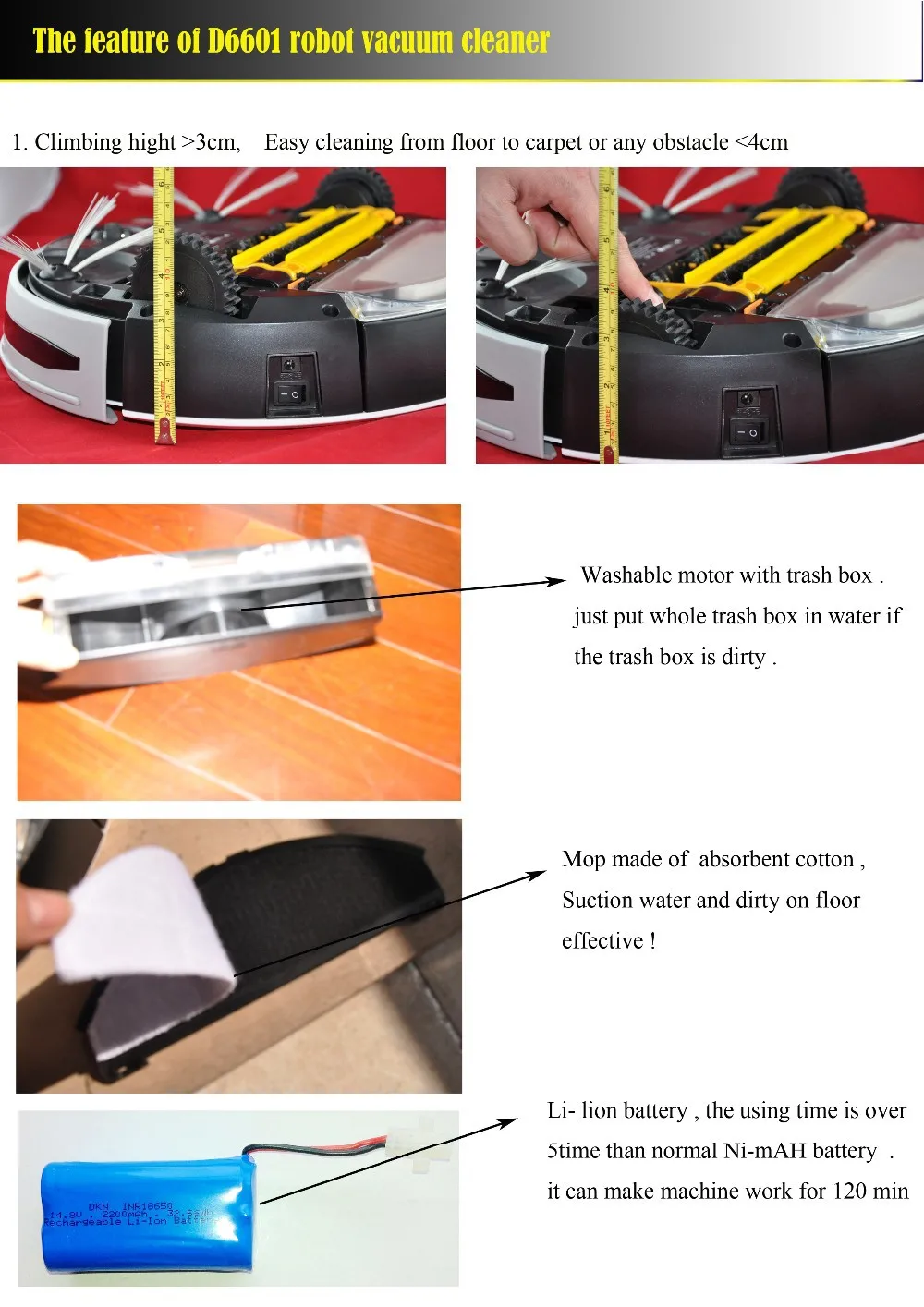 Top big discount !  Brand robot vacuum cleaner ,robotic  ,blueteeth remote control ,Li-battery , long working time ,strong suction 6