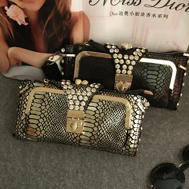 

Genuine leather Luxury high quality diamond suede ladies party evening Serpentine bag Clutch handbag shoulder bag flap purse