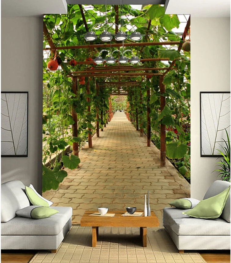 

photo wallpaper flash silver cloth Entrance hallway backdrop Pastoral vine Aisle corridor decoration large mural wall paper