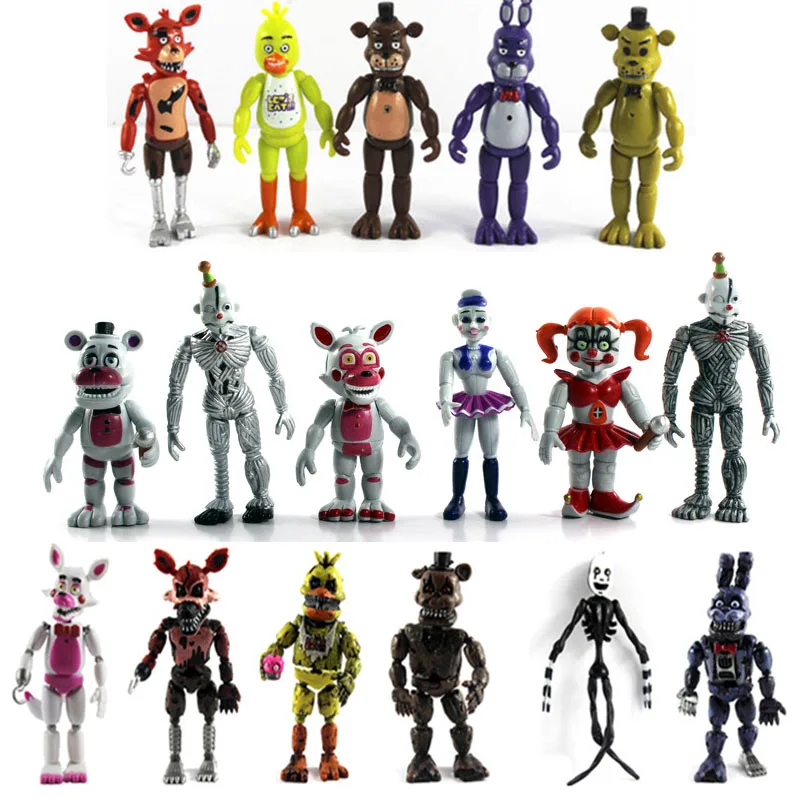 Five Nights at Freddys Nightmare 5/" Set of 6 Action Figures Gift