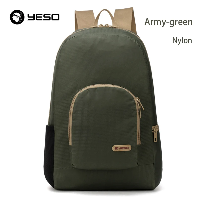 YESO мужской складной рюкзак для подростков, Модный повседневный рюкзак для путешествий, водонепроницаемый портативный складной рюкзак, женские нейлоновые сумки - Цвет: army green