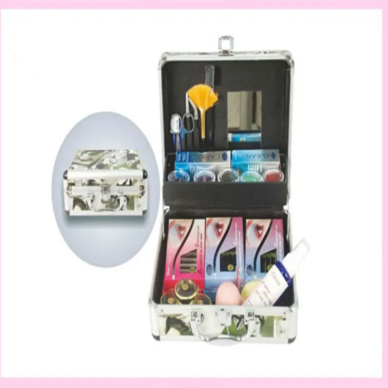 

Professional Eyelash Eyelashes Extension Kit Full Set with Case,Lint free Eye Gel Pads,Air Blower,V lashes,Eye lash Glue