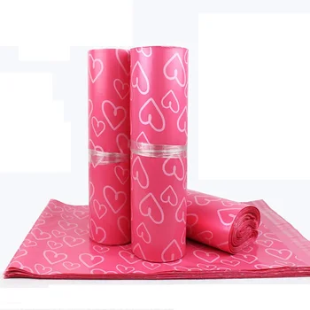 

Quevinal 2000Pcs/lot Pink Heart pattern Plastic Post Mail Bags Poly Mailer Self Sealing Mailer Packaging Envelope express bag