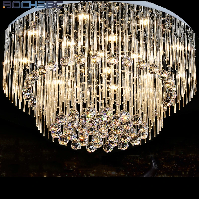 

BOCHSBC K9 Crystal Chandeliers Lights Fixture LED Round LED Suspension Luminaire Modern Pendant Ceiling Lustre Plafondlamp Light