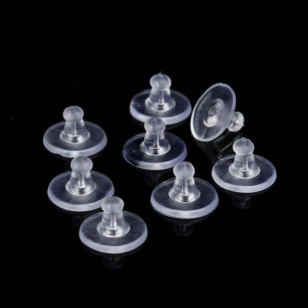 

100pcs/lot Earrings Jewelry Accessories Rubber Back Silicone Round Ear Plugging Blocked Plastic Earring Back Stoppers for DIY