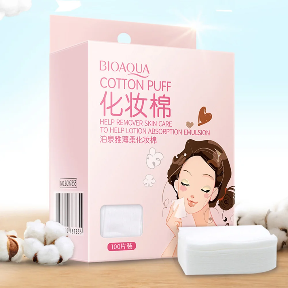

100 Stks/zak Wegwerp Facial Biologisch Katoen Pads Facial Remover Cosmetische Make Schoonheid Huidverzorging Katoenen