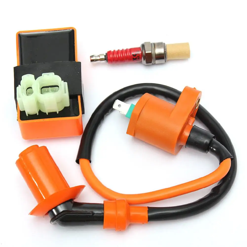 

LumiParty Ignition Coil+Spark Plug Racing CDI Race CDI Box 6 Pin Ignition Coil+Spark Plug for GY6 50~150cc Moped Scooter r30