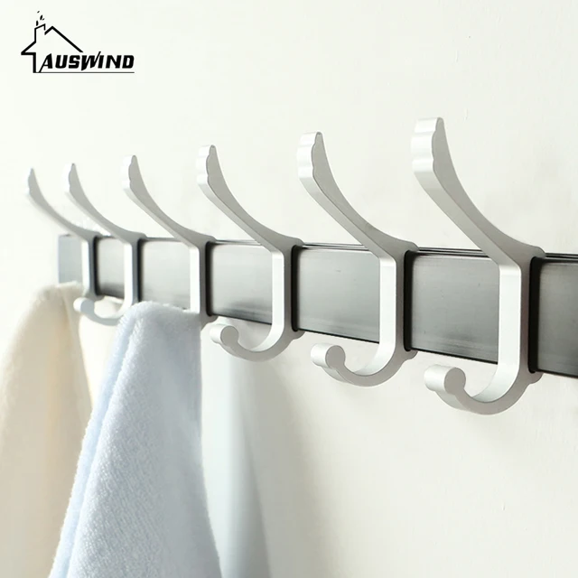 Auswind Modern Coat Hooks E Aluminum Row Clothes Auswind Modern Coat Hooks E Aluminum Row Clothes Silver Color Towel Bathroom
