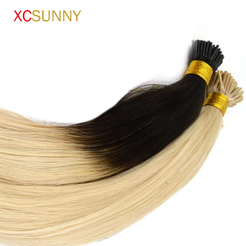 

XCSUNNY 100g Malaysian Remy Hair Extensions Ombre Hair I Tip Hair Extensions 18"20" 1g/s 100%  Remy Natural Hair Extension