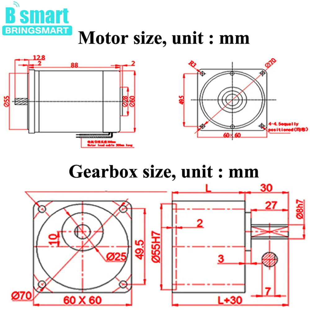 Bringsmart 2D15GN-C 12 вольт двигатель постоянного тока 24 В электрическая Шестерня машина 15 Вт регулирование скорости реверсивная медленная