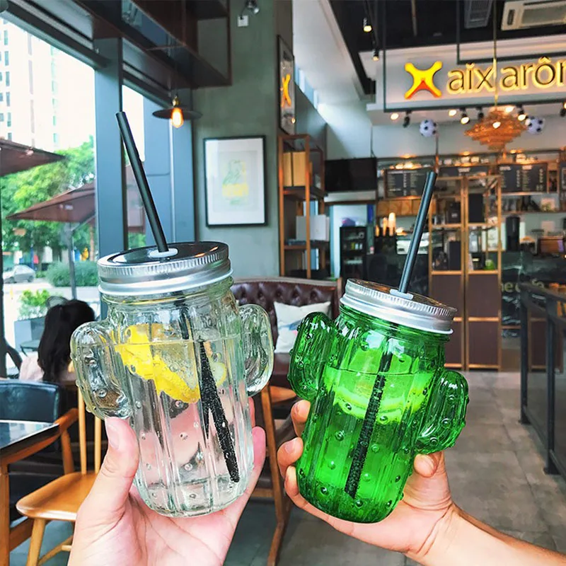 Ruida Creative Small Fresh Cactus Shape Straw Glass Cup High Temperature Resistant Fruit Teacup Summer Transparent Glass Cup Ruida Creative Small Fresh Cactus Shape Straw Glass Cup High Temperature Resistant Fruit Teacup Summer Transparent Glass Cup