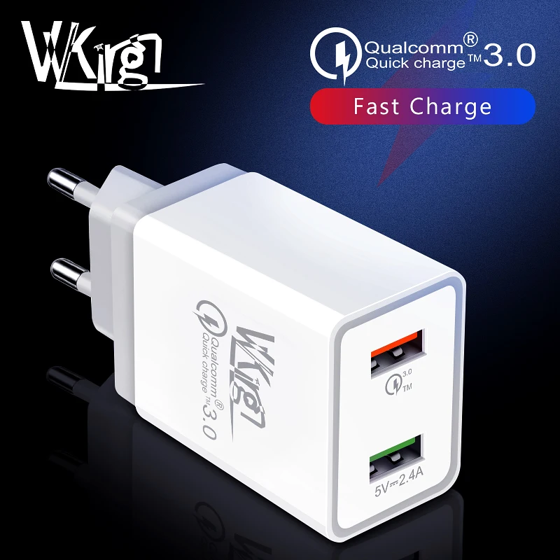 

VVKing Quick Charge 3.0 USB Fast Charger EU US Plug For iPhone Samsung s8 s9 s10 Xiaomi Huawei LG 2 USB Port QC3.0 Charger
