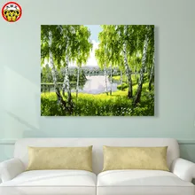 Весенняя картина маслом атмосферный Берёзовый лес наполняющий цвет цветной холст изюминка живопись область ручной работы украшение подарок пай