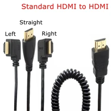 Упругие спиральные растягивающиеся пружины HDMI кабель папа-папа V1.4 90 градусов вправо влево угловой 1080P 3D чистая медь кабели 50 см-200 см