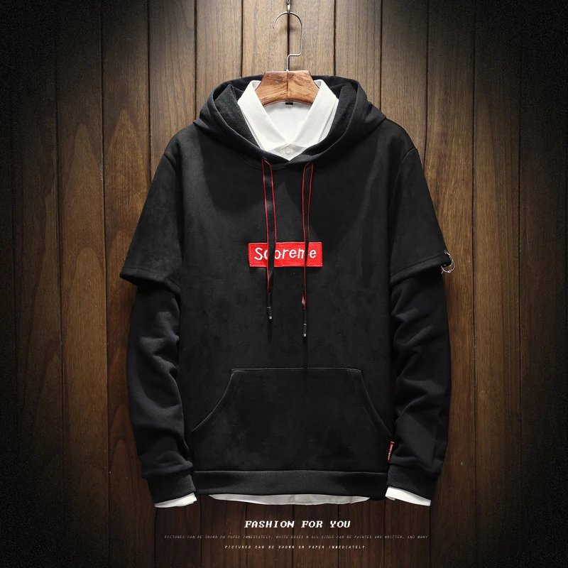 

Three Seasons New Sleeve Slim M-3XL Casual Men's Hooded Sweatshirt Personality Simple Fashion Joker Youth Jacket Vibrant Campus