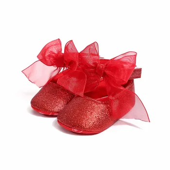 

Red color butterfly knot girls princess shoes infant shoes bling bling PU leather fashion Newborn Baby shoes 0~18 months.CX66C