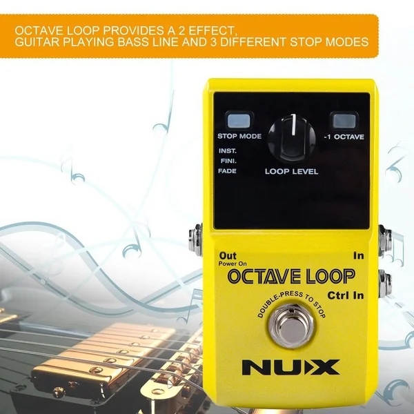 NUX Octave Loop Looper Pedal with -1 Octave Effect Infinite Layers with Bass-Line True Bypass Guitar Pedal Effect