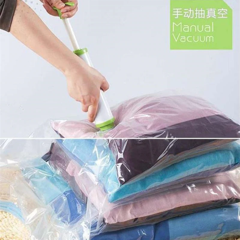 

2016 New Vacuum Bag Transparent Border Foldable Extra Large Compressed Organizer Storage Bag Saving Space Seal Bags wu
