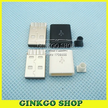 

50sets/lot 3 in 1 2.0 USB Male plug sets DIY USB 2.0 Connector Solder Type