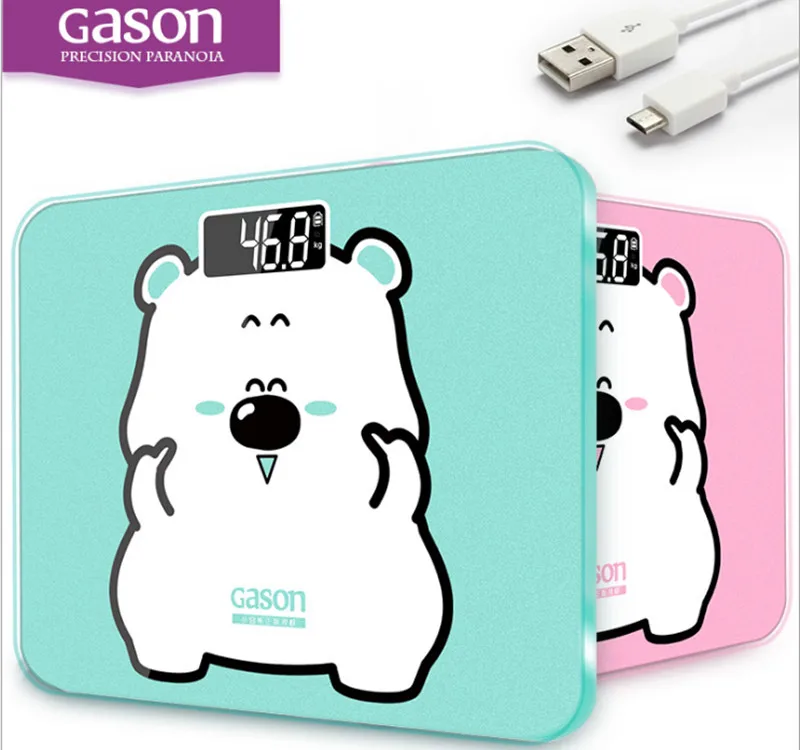 GASON A3s зарядка через usb весовая Шкала Цифровой с изображением героев из мультфильмов; детское ванные комнаты электронные весы 180 кг 2 цвета