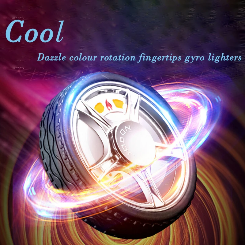 

Creative Electric lighter Dazzle Colour Rotation Fingertip Gyro Lighter Usb Rechangeable Windproof Cigarette Accessories as Gift