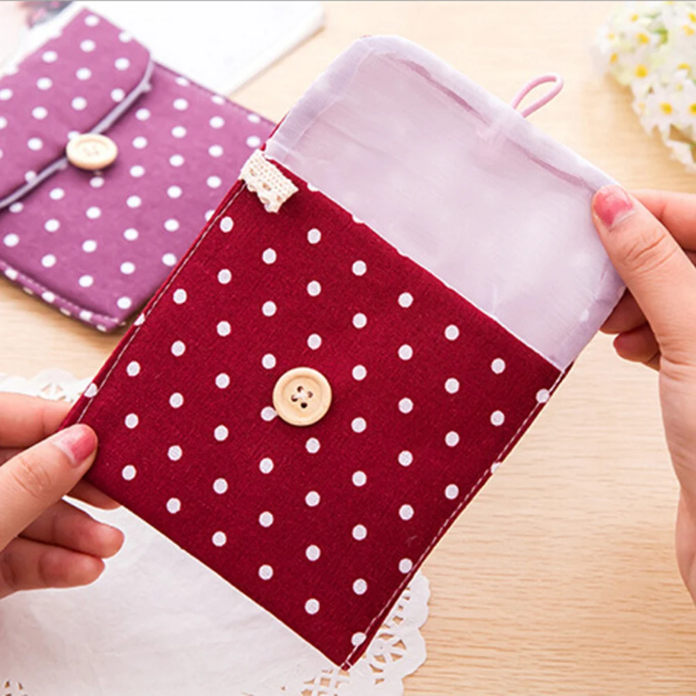 NEW 5 Colors Girls Female Bowknot Dot Hygiene Sanitary Napkins Pads