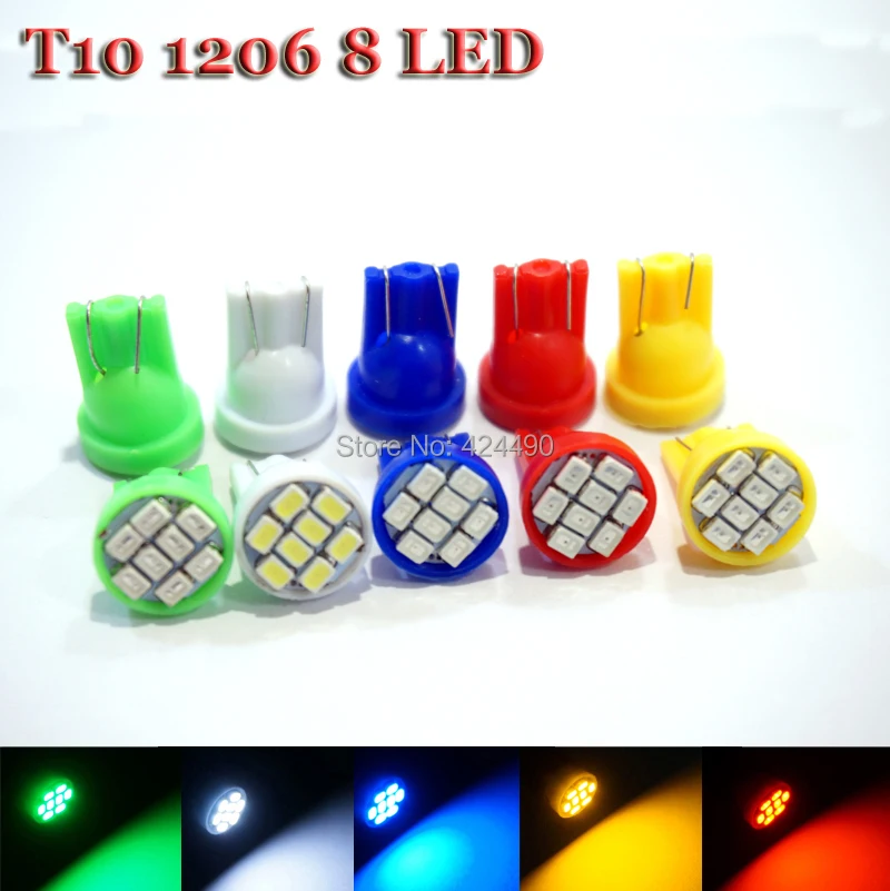 100 шт. светодиодный W5W T10 194 168 W5W 3020 8SMD светодиодный парковочная лампа авто боковое освещение лампа габаритного фонаря яркий белый задний фонарь, лампочки