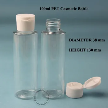 

50pcs/lot Wholesale 100ml Plastic Cosmetic Bottle For Water Packaging Lotion Emulsion Refillable Transparent Press Lid