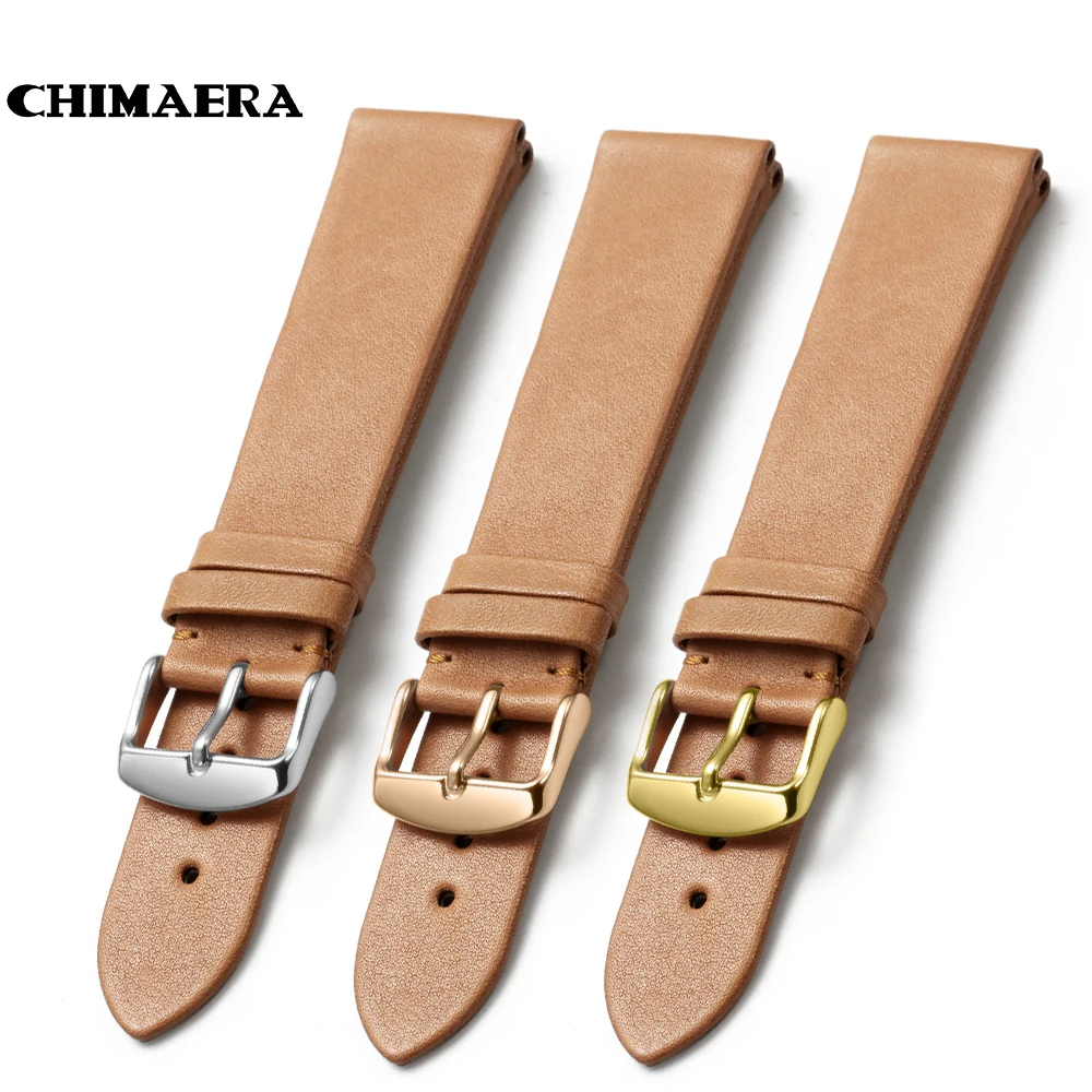 

CHIMAERA 18mm 19mm 20mm 22mm Brown Watchband France calf leather Watch Band Strap with Pin buckle For Tissot Omega Tudor