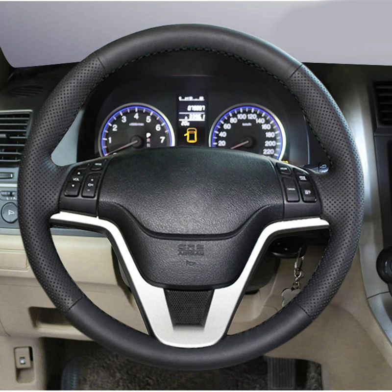 Steering Wheel Cover Leather Hand-Stitched for Honda CRV 2007-2011