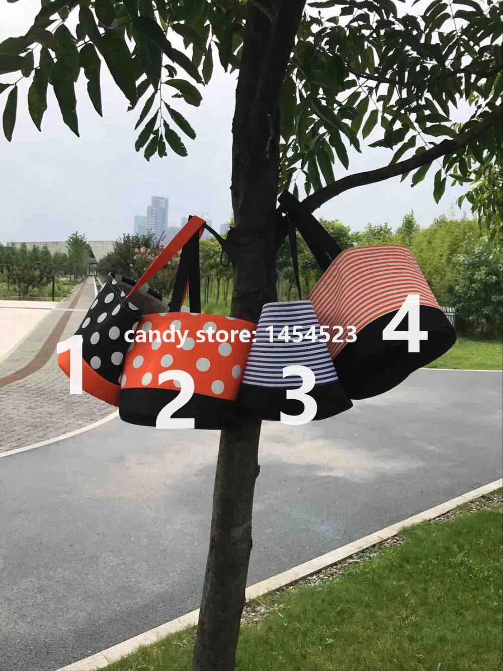 100pcs Wholesale Blanks 2017 Stripe Halloween Buckets Halloween Tote