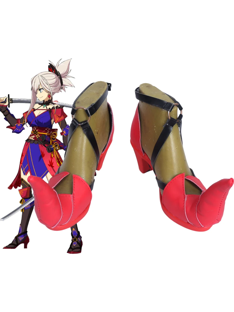 

FGO Miyamoto Musashi Shoes Cosplay Fate grand order Miyamoto Musashi Cosplay Shoes Red Boots Custom Made Any Size