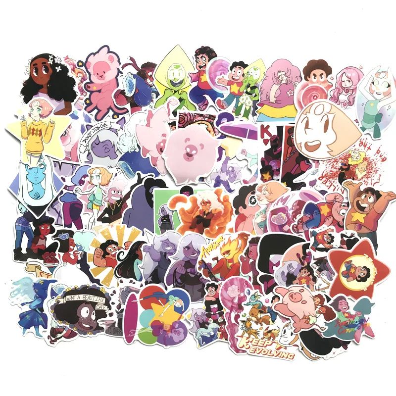 

TD ZW 63Pcs/lot Cartoon Steven Universe Stickers For Snowboard Laptop Luggage Car Fridge DIY Styling Vinyl Home Decor Pegatina