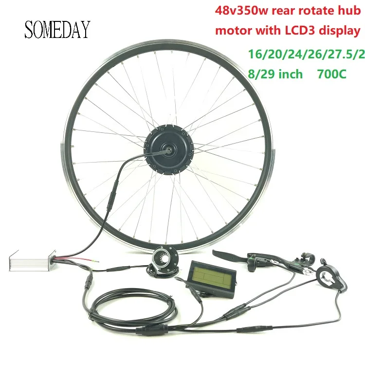 

SOMEDAY Electric Bicycle conversion kit with LCD3 display 48V350W EBIKE Rear Rotate Hub Motor Whole Waterproof Cable