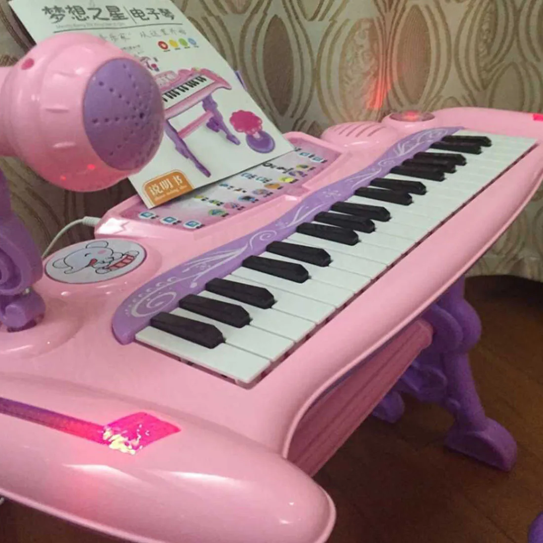 Juguete Musical Chargable para niños 37 teclas de órgano electrónico con micrófono y taburete para niñas juguetes de educación temprana para niños - 4